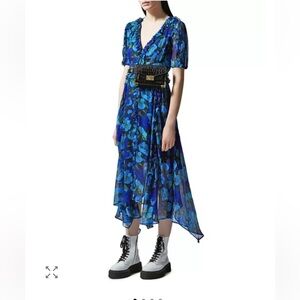 The kooples asymmetrical Floral Blue Dress dolce vita midi dress boho fairy
